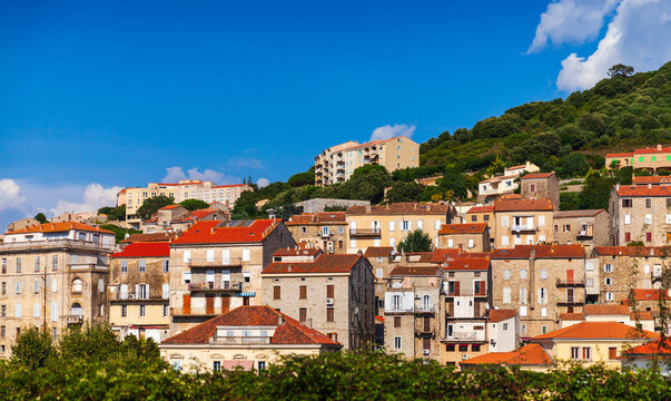 Sartene on a sunny day, landscape of Corsica, France