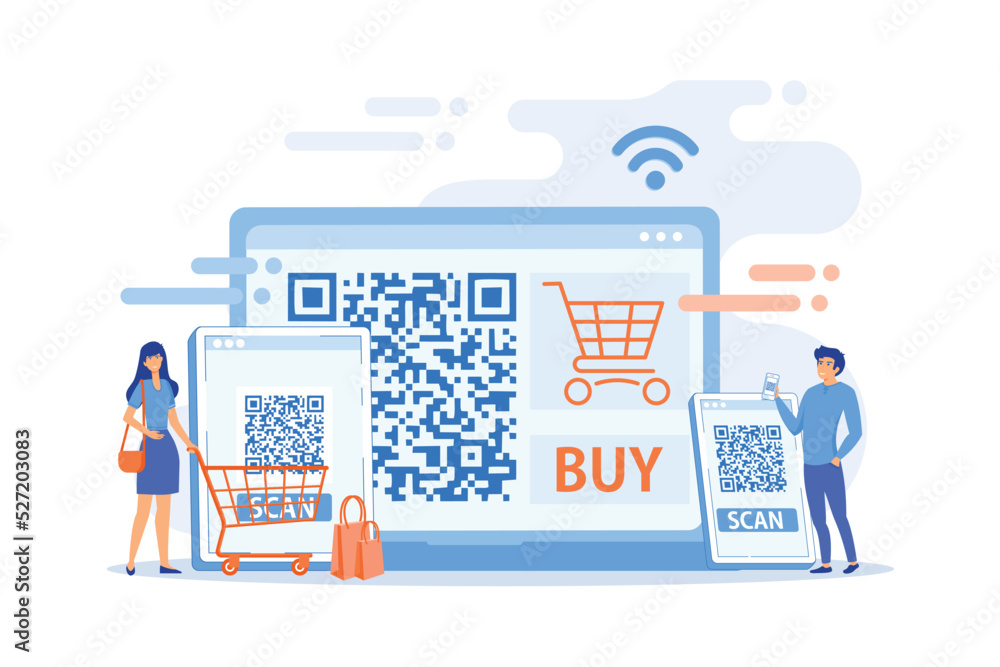 Aufkleber barcode reading app, qrcode reader epayment transaction application. qr code scanner, qr generator o