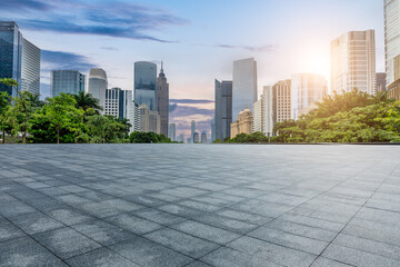City skyline and modern buildings with empty city square in Guangzhou, China. © ABCDstock