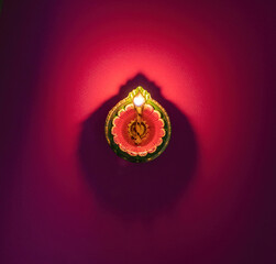Diwali, Deepavali. Hindu Festival of lights celebration, India. Diya oil lamp - obrazy, fototapety, plakaty