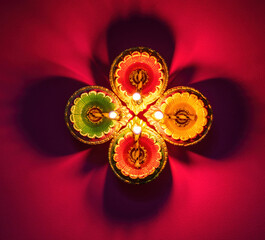 Diwali, Deepavali. Hindu Festival of lights celebration, India. Diya oil lamp