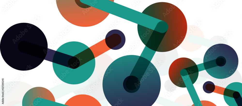 Poster line points connections geometric abstract background. circles connected by lines. trendy techno bus