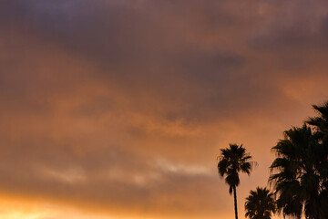 Fototapeta na wymiar Passing winter storm at sunset in Montecito California