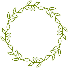 Fototapeta na wymiar Fresh Green Leaves Wreath Frame