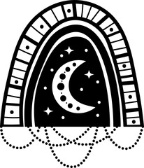 Black Halloween Clipart with no background. Rainbow with skulls and flowers to decorate design Halloween and Day of the Dead in Mexican style