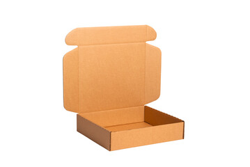 Empty brown carton cardboars box, isolated.