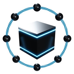 Blockchain 3d icon illustration