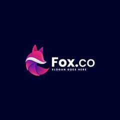 Vector Logo Illustration Fox Gradient Colorful Style.