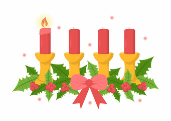 First Sunday of Advent or the Beginning of a New Church Year Which Takes Place on November 27 in Template Hand Drawn Cartoon Flat Illustration