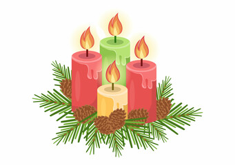 First Sunday of Advent or the Beginning of a New Church Year Which Takes Place on November 27 in Template Hand Drawn Cartoon Flat Illustration
