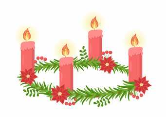 First Sunday of Advent or the Beginning of a New Church Year Which Takes Place on November 27 in Template Hand Drawn Cartoon Flat Illustration