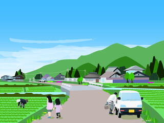 田舎の農村風景