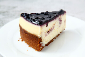 Freshly made blueberry cheesecake
