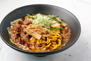 Freshly cooked Japanese food called spicy miso ramen