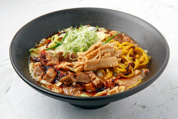 Freshly cooked Japanese food called spicy miso ramen