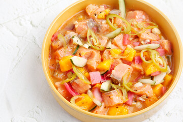 Freshly made salmon salad