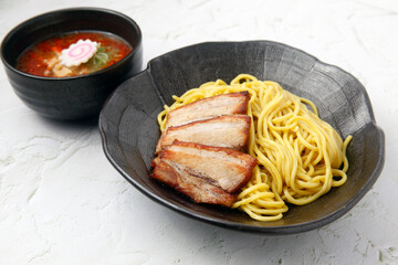 Freshly cooked Japanese food called paitan tsukemen