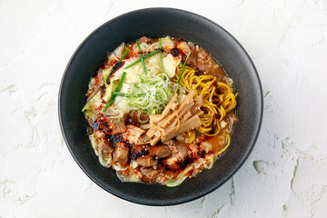 Freshly cooked Japanese food called spicy miso ramen