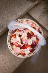 Rose petals on a wedding day