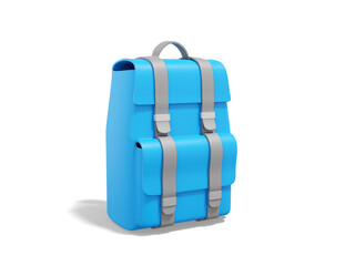 3d rendering. Realistic blue tourist city backpack isolated on white background. Travel luggage.