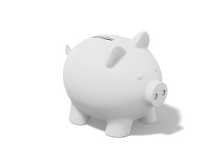 White piggy bank on white background. Accumulation of savings icon. 3D rendering.
