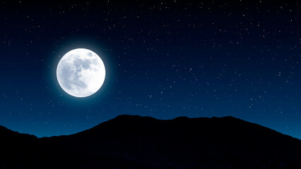 Fototapeta na wymiar Starry sky at mountain with moon.