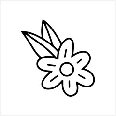 Doodle flower with leaf icon isolated Hand drawn clip art Sketch Vector stock illustration EPS 10