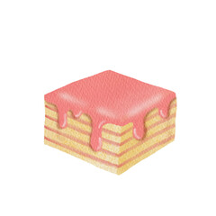 Watercolor cake. Strawberry Cake.