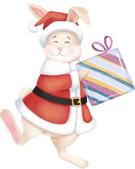 Christmas rabbit - Santa Claus. Isolated illustration.