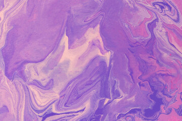 Pink lilac fluid art. Abstract artistic romantic background. Delicate blur effect. Creative illustration for the design of notebooks, books, packages, postcards. Fashionable marble texture. Color 2022