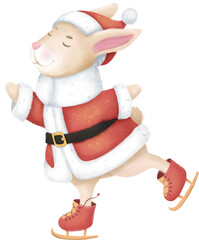 Christmas rabbit - Santa Claus. Isolated illustration.