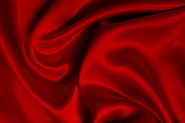 Dark red fabric texture background, detail of silk or linen pattern.