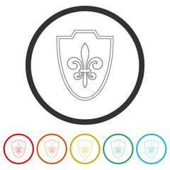 Graphic of Fleur de lis icon. Set icons in color circle buttons - obrazy, fototapety, plakaty