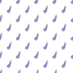 Seamless eggplant pattern. Colored seamless doodle pattern with eggplant icons