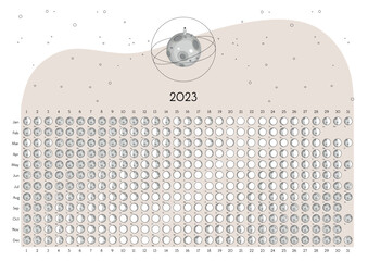 Moon Calendar 2023 Southern Hemisphere beige - obrazy, fototapety, plakaty