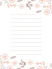 オレンジと茶色のお花のお手紙フレーム