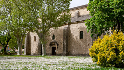 View of the old church of Vaison la Romaine village in Provence, France