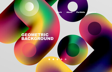 Circles and round shapes landing page abstract geometric background. Web page for website or mobile app wallpaper
