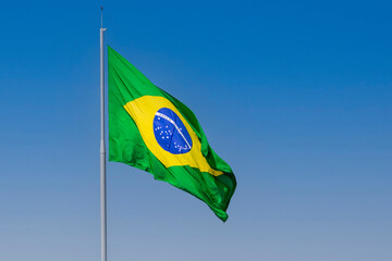 Brazilian flag fluttering in the wind. september 7th independence of brazil