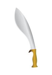 Vintage sword with brass handle vector isolated. Antique weapon.