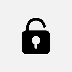 Unlock icon in solid style about user interface, use for website mobile app presentation