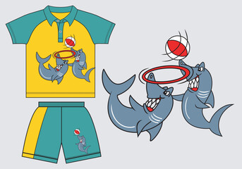 kids clothing set vector t-Shirt design illustration for print