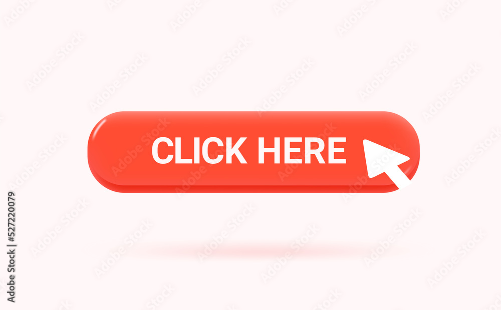 Poster click here button isolated on white background. 3d vector illustration