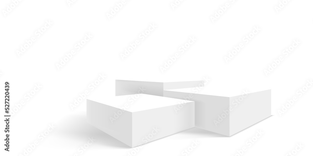 Poster white interior with empty podium. 3d vector showcase