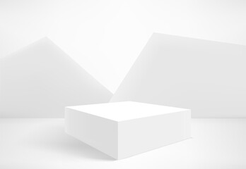 White interior with empty stand. 3d vector showcase