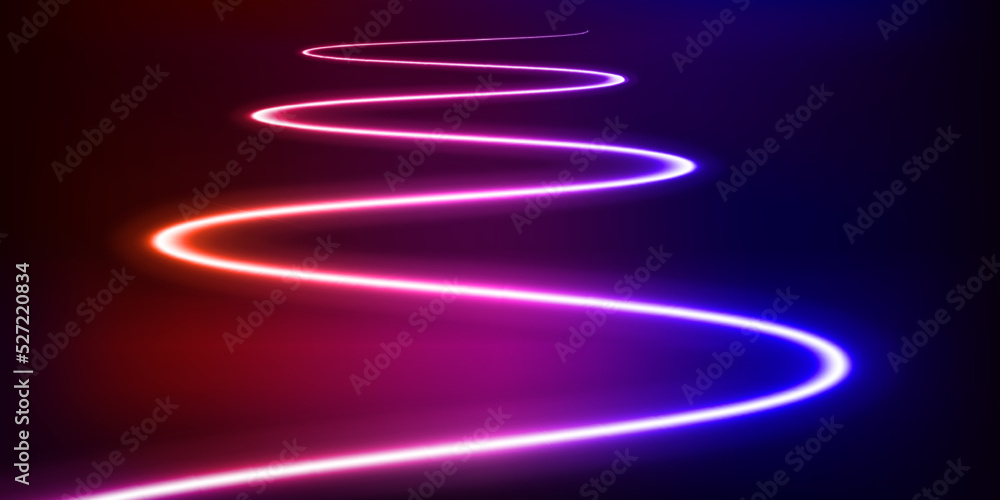 Aufkleber illuminated interior with empty stage and neon glowing waves. 3d vector illustration