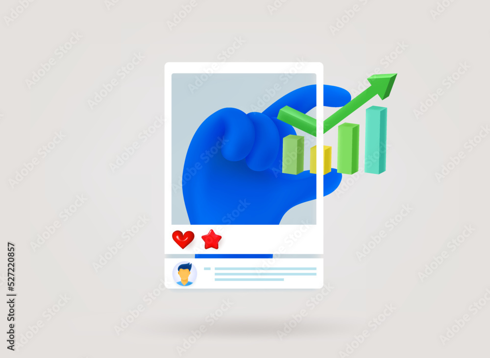 Fototapete internet message with hand. growing business concept. 3d vector concept