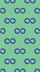 Fototapeta premium pattern. Infinity sign is blue, isolated on green background. Symbol of infinity. Vertical image. 3D image. 3d rendering