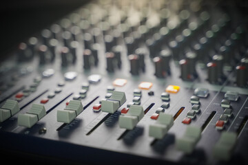 Fototapeta premium buttons equipment for sound mixer control, equipment for sound mixer control, electronic device.
