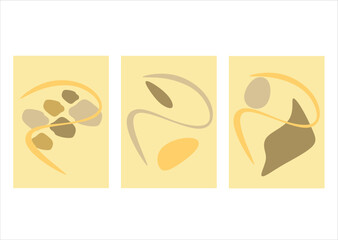 Modern Trendy Cards Set with Line Art Texture. Abstract Banners Collection Line Art Style. Trendy Minimalist Poster Design. Minimal Abstract Background.